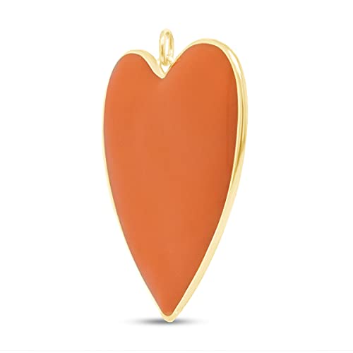 Affy 30Mm X 23Mm Trendy Neon Candy Orange Enamel Large Heart Pendant In 14K Yellow Gold Over Sterling Silver #TOP3
