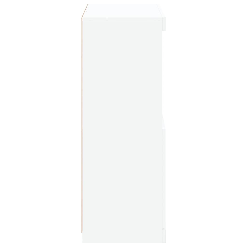 vidaXL Sideboard, Kommode mit viel Stauraum, Highboard Schrank mit LED-Leuchten, Anrichte Beistellschrank Standschrank, Modern, Weiß
