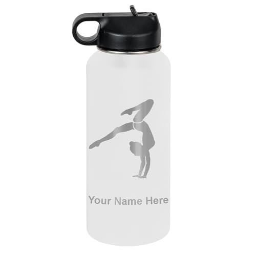 LaserGram-Personalized-32oz-Water-Bottle-Gymnast-Handstand-White LaserGram Personalized 32oz Water Bottle, Gymnast Handstand (White) - Image 1