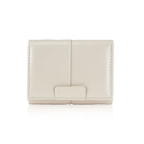 Womens Wallet Small, PU Leather Trifold Wallet Simple Compact Small Card Holder with ID Window Pocket Wallet for Ladies Traveling Shopping (Khaki)