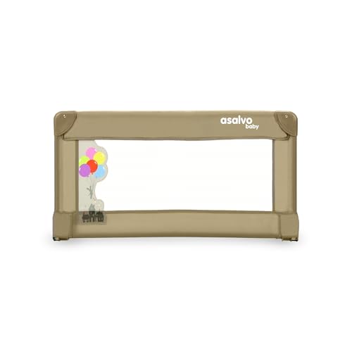 Asalvo 90CM Barrera de Seguridad de 90 cm para Cama Estándar, Barandilla Cama Plegable para bebé, niño, Protección anticaídas, Portátil, Barandilla Cama, Fácil Montaje, Ciudad Mágica Beige