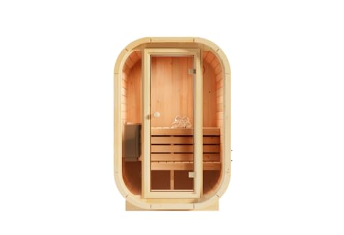 FinnTherm Innensauna Ellipso S, Sauna mit Glasfront, 42 mm Wandstärke, 2 Personen