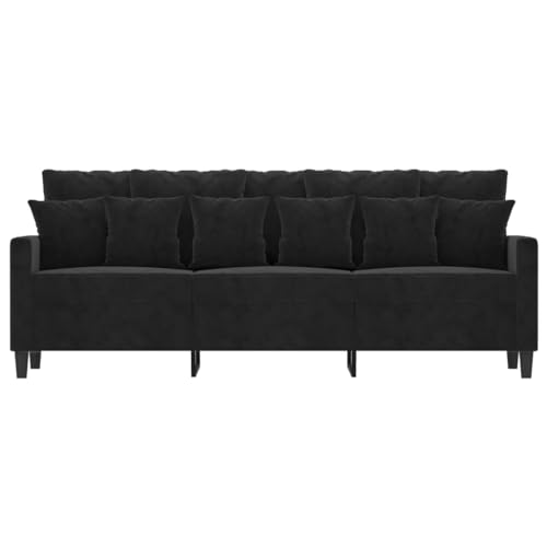 Emmtore Sofa 3-Sitzer,Loungesofa Couch mit Armlehnen Rückenkissen,Wohnzimmersofa Designsofa Metallgestell, Sitzmöbel Zweisitzer Samt Schwarz,180 cm – Bild 5