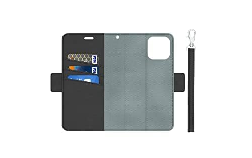 DefenderShield EMF Protection & 5G Anti Radiation iPhone 15 Pro Max Case - RFID Blocking EMF Shield Detachable Wallet Case with Magnetic Closure Black