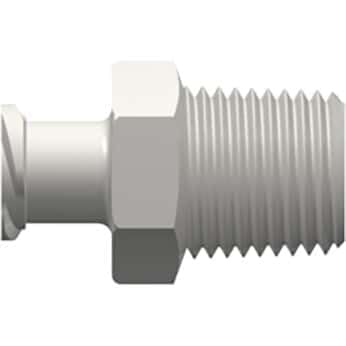 Luer to Threaded Fitting, Straight Adapter, White Nylon, Female Luer Thread 7/16 (in) Hex x 1/8-27 NPT(M): 25/Pk