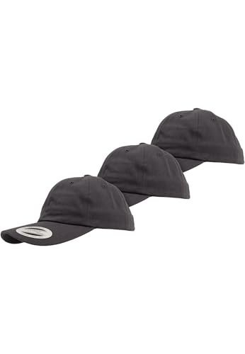 Casquette de baseball Flexfit premium coton sergé gris foncé lot de 3 finitions soignées mixtes