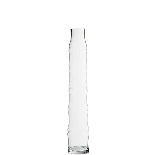 DRW Jarron de Suelo de Cristal con Forma de Tronco en Transparente 11x11x60cm