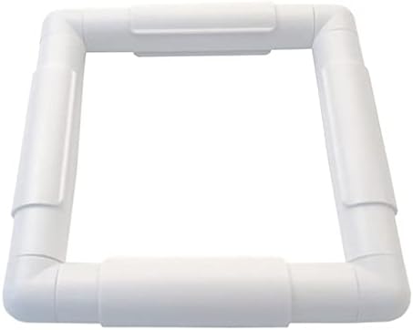 Plastic Cross Stitch Frame Square Embroidery Hoop White DIY Sewing Tools Sewing Hoop Handhold Craft Clip Embroidery Snap Frame Hoop for Cross Stitching Quilting (6 X 6")