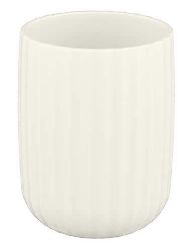 WENKO Gobelet pour brosses à dents Agropoli blanc crème, pour le rangement de brosses à dents et le dentifrice, en plastique haute qualité et à la surface structurée, sans BPA, Ø 7,5 x 10 cm