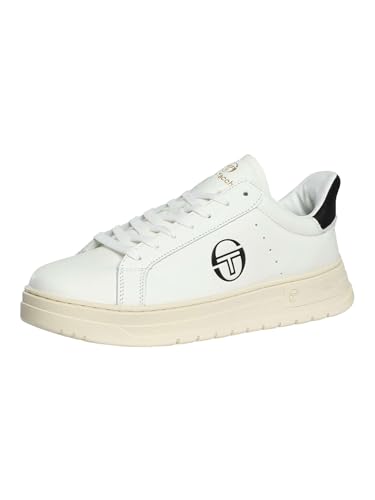 Sergio Tacchini Hombre Zapatillas Clásicas De Cuero Court, White/Black, 45 EU