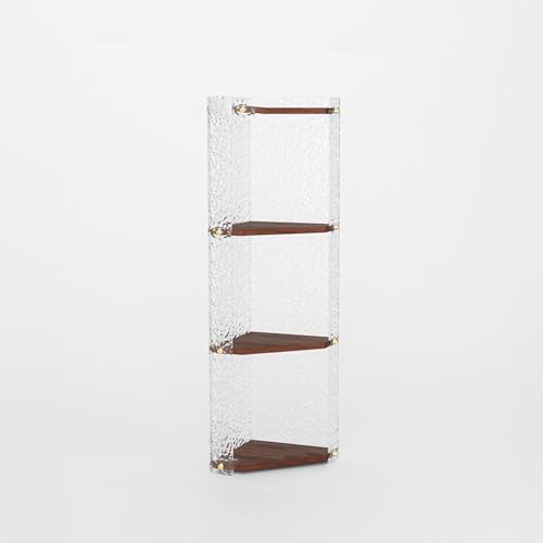 Multi-Level Acrylic Corner Display Stand for Anime Figures & Collectibles, Simple Walnut Storage Solution for Living Room, Bookcase Organizer, Small Size
