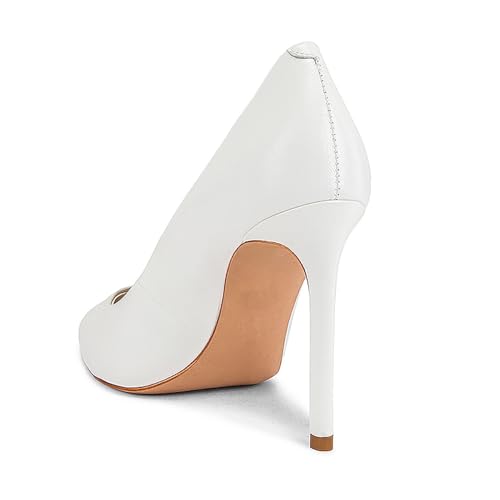 Simple Solid Color Stiletto Heel Pumps for Women, Classic White Slip on Wedding Party High Heels Shoes, Sexy Stiletto Heel Daily Work Dress Pumps Shoes3