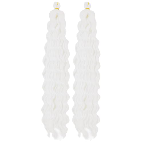 White Curly Braiding Hair Deep Wave Curl Boho Hair...