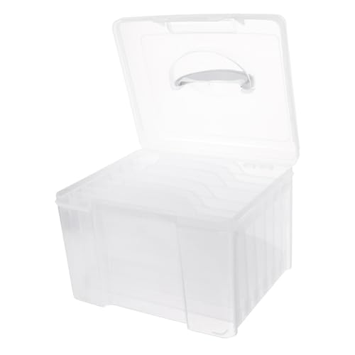 KONTONTY Box Photo Organizer Craft Storage Containers Stationery Storage Embellishment Keeper Office Photo Keeper Scrapbook Organization Sticker Storage Photos Picture Case Plastic