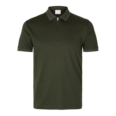 SELECTED HOMME Men's Slhfave Zip Ss Polo Noos Shirt Cover