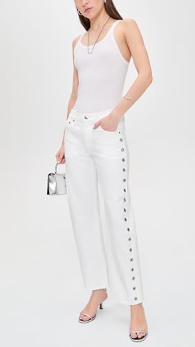 Image of PISTOLA - Lexi Mid Rise, Signature Bowed Straight Jeans - Light Denim Jeans