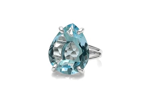 Bague pierre de naissance décembre en topaze bleue et argent, le cadeau idéal pour femme