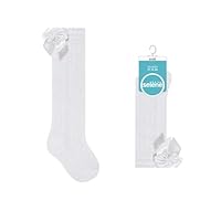 SELENE BEBÊ INFANTIL Meia Cano 3/4 Com Textura e Laço Meninas, Branco, 21-24