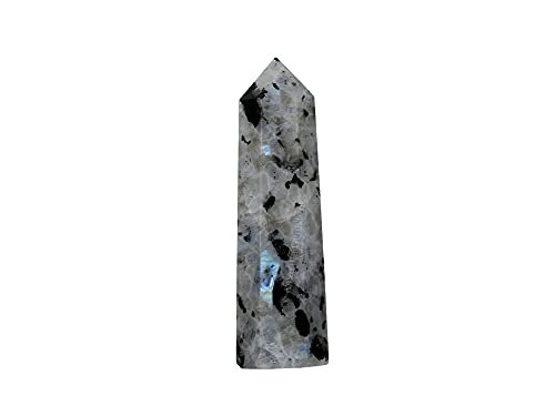 Crystal Towers ~ Obelisco de punta de cristal curativo natural para curación Reiki y rejilla de cristal (2" to 3" INCH, Rainbow Moonstone - 1 pc) Cover