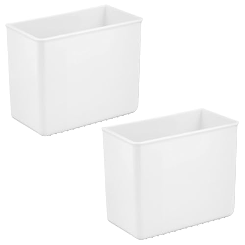 Support mural autocollant mDesign blanc bac de rangement pour pochette alimentaire et recette 2pcs - 2