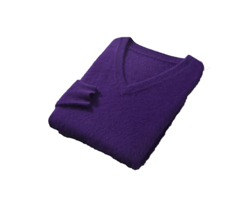 Men Mink Cashmere Sweater V-Neck Knitted Pullover Warm Long Sleeved Sweater