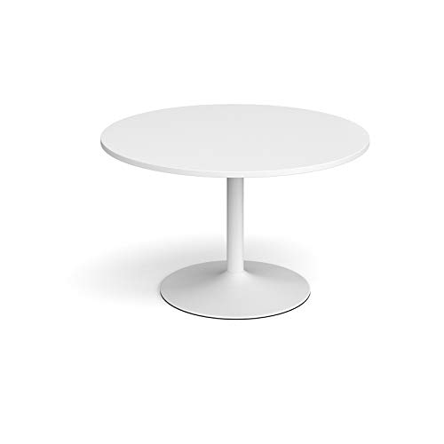 Mr Office Trumpet base circular boardroom table - white frame, White, 1200