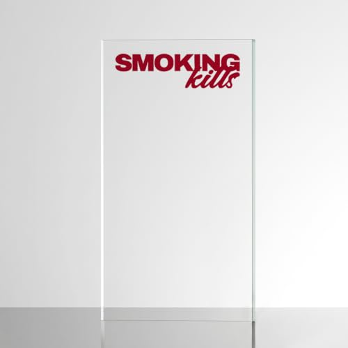 Image of Sticker for Glass & Mirrors| Minimal Vinyl Decal for Bedroom Bathroom & Cafe | Self-Adhesive Waterproof Quote Aesthetic Mirror Sticker | No Mirror Included (Smoking K*lls, Large, Transparent Red)