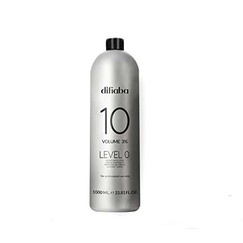 DIFIABA Hair Developer - Professional Cream Developer Level 0-10 Vol - Nourishes & Strengthens Hair - High Viscosity & Gentle on Scalp - Provides Long-Lasting Colors (10 Vol. 1-Liter / 33.8 fl oz)