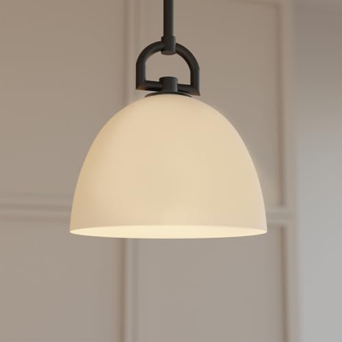 Globe Electric 1-Light Pendant Light, Matte Black, White Opal Glass Shade, Modern Transitional Ceiling Light for Kitchen, Dining, or Hallway by Globe Electric - Used condition - Image 3
