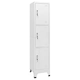 Homgoday Industrieller Metallschrank mit 3 abschließbaren Türen - Grau - 38x45x180 cm - ideal für Büro, Schule und Sportstätten Schließfächer für Zuhause, Büro und Turnhalle Model244474