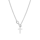 NHTISGRUE Collar personalizado con colgante con cruz número 8 para mujeres, collar minimalista de cruce en forma de corazón para mujeres, joyería casual para fiestas