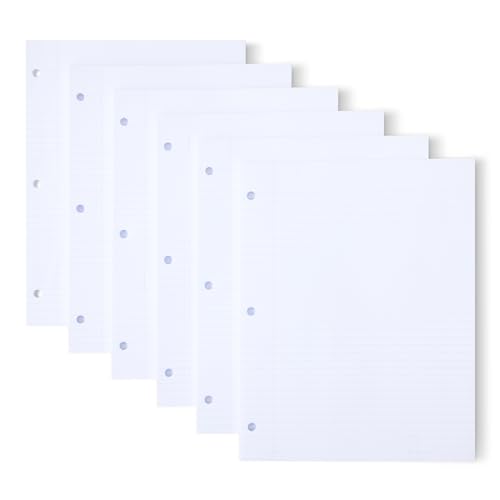 Amazon Basics College Ruled Loose Leaf Binder Paper for School or Office, 11" x 8.5", 100 Sheets, White, 6-Pack - image 1
