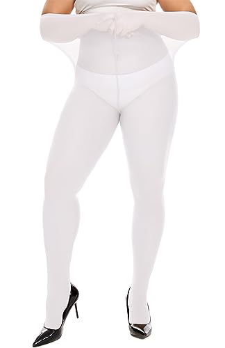 Image of DUCMODA Plus Size Tights for Women, Ultra Soft Solid Color Semi-Opaque Pantyhose, Nylon High Waist Stockings 1X 2X 3X 4X
