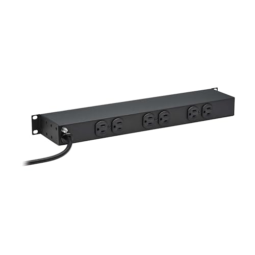 Image of Tripp Lite 12-Outlet Rackmount PDU Power Strip, Network-Grade Front & Rear Facing Outlets, 15A, 120V, 15ft Cord with 5-15P Plug, Horizontal 1U Rack Mount, Lifetime Manufacturer's Warranty (RS-1215)