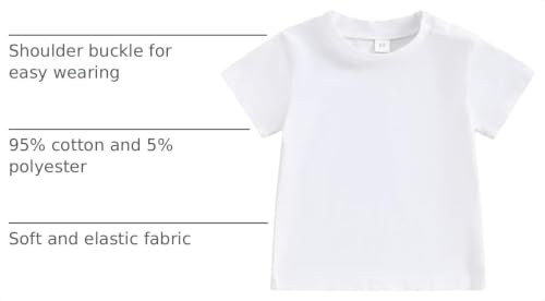 Image of Toddler Baby Boy Girl Short Sleeve Crew Neck T Shirt Pullover Sweatshirt Summer Basic Tee Solid Casual Clothes