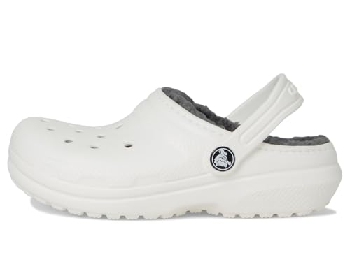 Image of Crocs Kids' Classic Lined Clog | Girls and Boys Slippers, White, 12 Little Kid