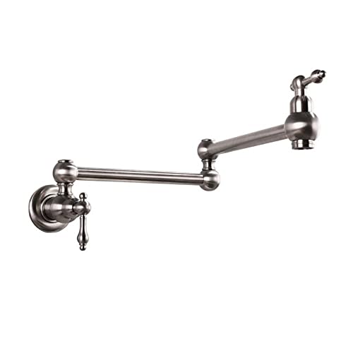 Robinet de cuisine mural pliable en laiton nickel pour grand évier ergonomique