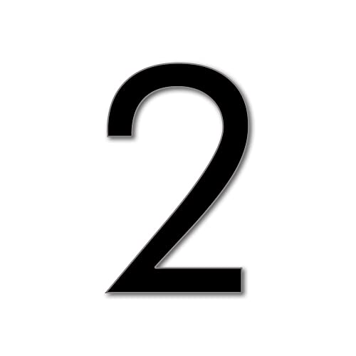 JustHouseSigns Numéro de maison 2 Futura Numéro de porte 3 tailles (15, 20, 25 cm) Art déco en acrylique avec fixations faciles à lire, couleur : noir, taille : 15 cm / 150 mm Cover
