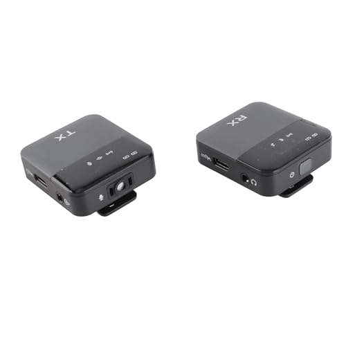 Microfono a Condensatore Omnidirezionale, Ampio Raggio di Trasmissione Wireless, Ampia compatibilità, Monitoraggio in Tempo Reale, Microfonico Wireless con 1 Trasmettitori + 1 (BLACK)