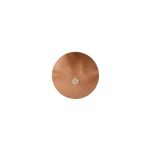 BSGRL Gold Necklace for Women: 14K Gold Plated Dainty Volleybal Sport Necklace 16.5”+2” ext