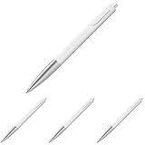 Lamy noto schlichter Kugelschreiber 283 aus Kunststoff in der Farbe weiß-silber mit dreieckigem Korpus und Druckmechanik, inkl. Großraummine M 16 Strichbreite M in schwarz (Packung mit 4)