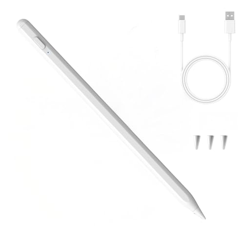 Image of OLV Stylus Pen for iPad, Ultra Precision, Palm Rejection, Tilt Sensitivity, Magnetic Adsorption, Power Display, Fits iPad 2018+, 6-Month Warranty,(ID715)(White)