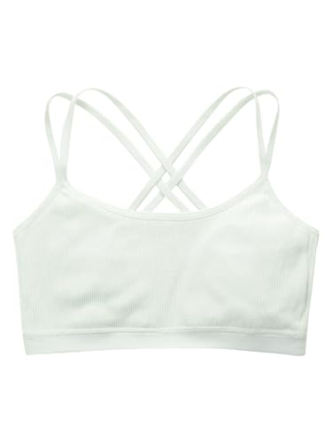Kids Girls Ribbed Camisole Vest Puberty Underwear Wireless Training Bra for Gymnastics Dance3