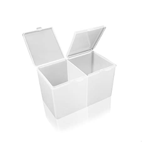 AKOAK 1 Pack 2 Grid Cotton Pad Container - Plastic Cosmetic Cotton Storage Box, Cotton Swabs, Makeup Pad,Bathroom Organizer - Ideal for Home Salon