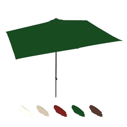 Sombrilla rectangular para balcón al aire libre, 200 x 100 cm y 250 x 130 cm, media sombrilla de altura ajustable, parasol grande para patio, jardín y terraza (verde oscuro)