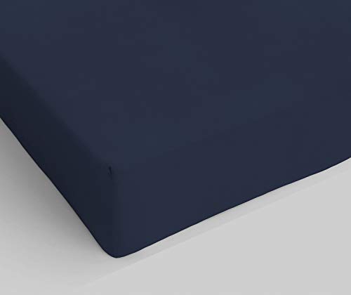 Italian Bed Linen Fitted Sheet "Elegant" with Corner, Microfiber, Maxi double, Dark blue