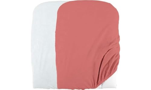 Lot de 2 housses de matelas a langer en éponge bouclette - Blanc / Terracotta - 50 X 75 cm