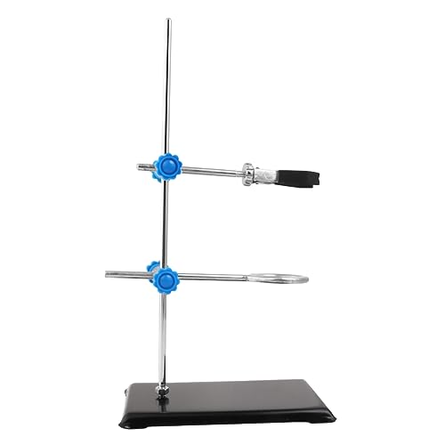 KICHOUSE 1pc Iron Stand Tool Miniature Kits Clamp Equipment Grade Portable Utensils Portable Lab Support Stand Chemistry Laboratory Stand Support Stand Rod with 2 Retort Rings Starter Metal