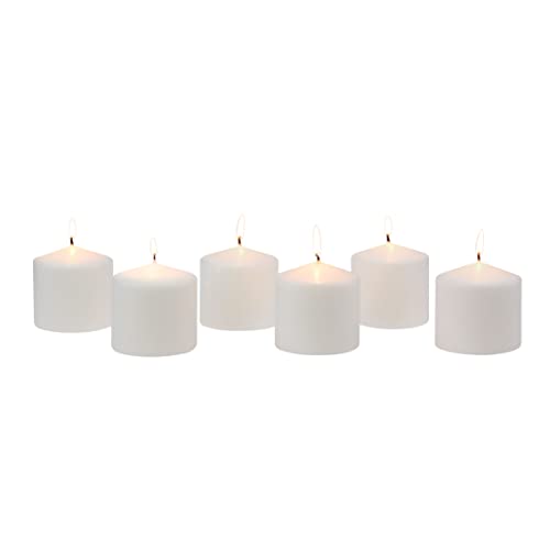 Image of Stonebriar Unscented White Tall Pillar Candles, 18 Hour Burning Candle Pillars, Perfect for Decor, Weddings, Emergencies 3 inch X 3 inch, 6 count