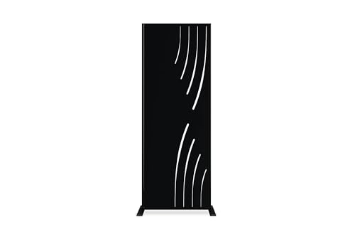 CASANOOV Panneau Décoratif VELETA 160x60 cm (1,6x0,6 m – 1 m²) Acier Noir – Motif Nature Côté Droit – Brise Vue Occultant Extérieur – Fixation Murale ou Sol...